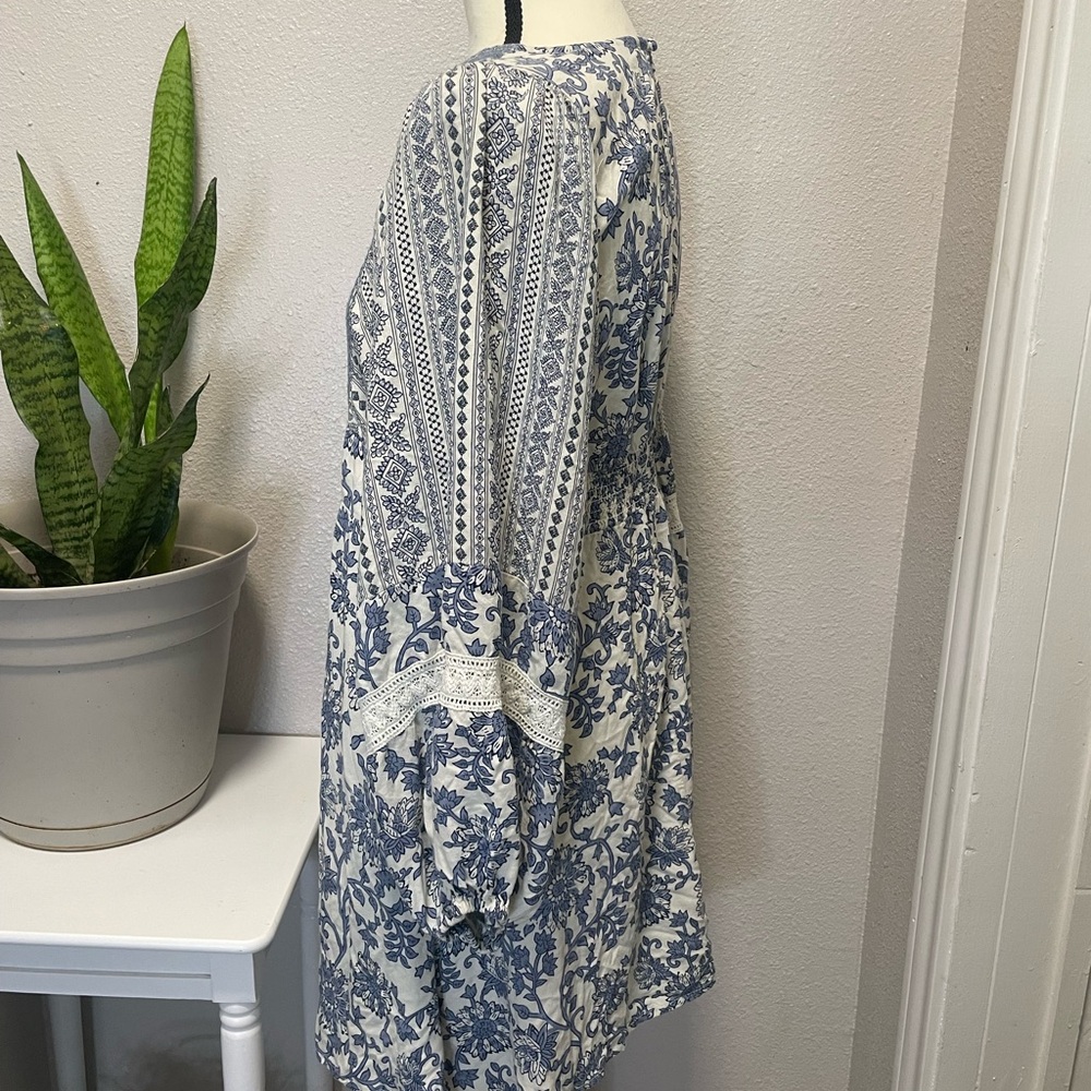 Sincerely Jules Blue and White Bishop Sleeve Sundress - Picture 3 of 4